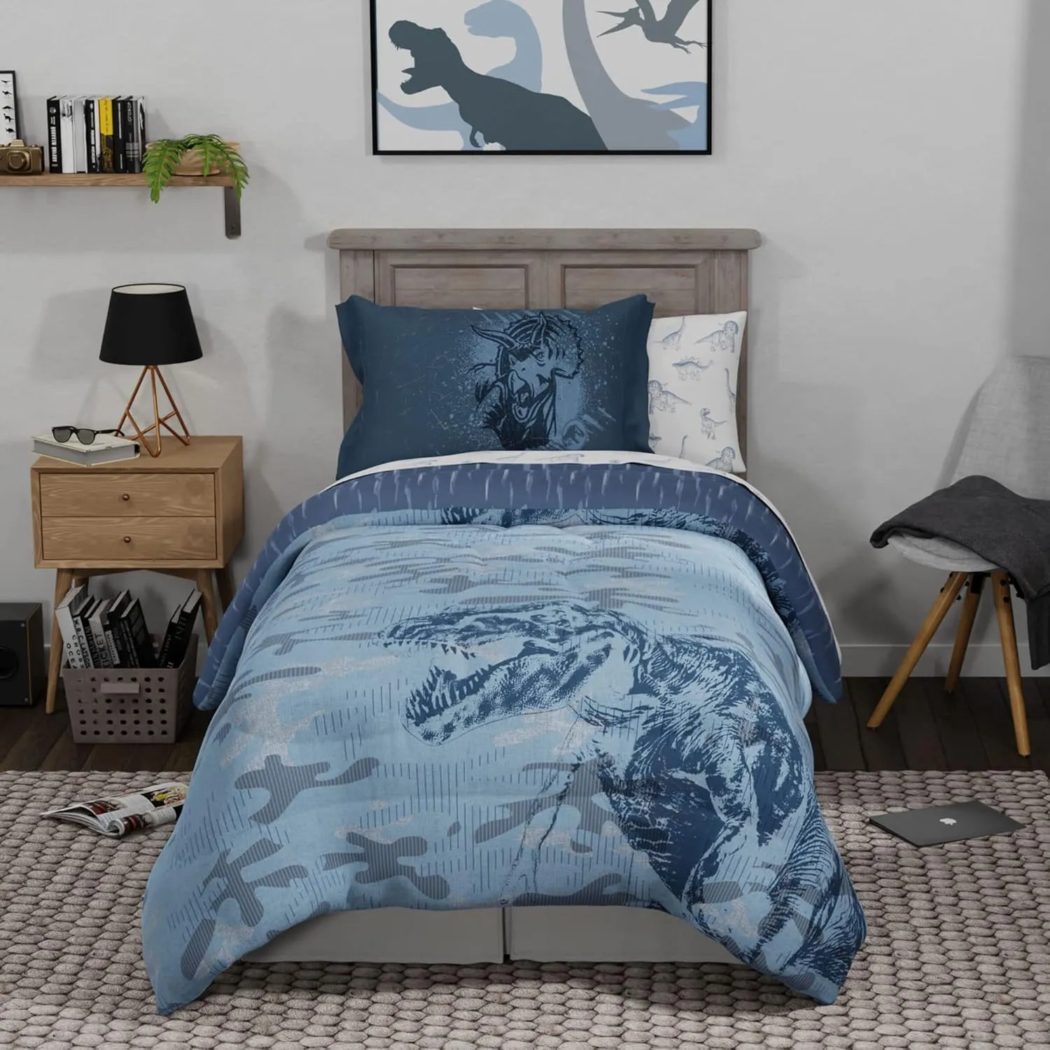 Franco Jurassic World Kids Luxury Bedding Super Soft Premium Comforter with Sham, 3 Piece Twin Size, 100% Cotton (Official Universal Product)