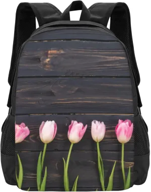 Freshly Picked Tulips Minimalist Large Backpack – 15”Laptop Backpack, Lightweight Travel & Work Bag With Ergonomic Straps