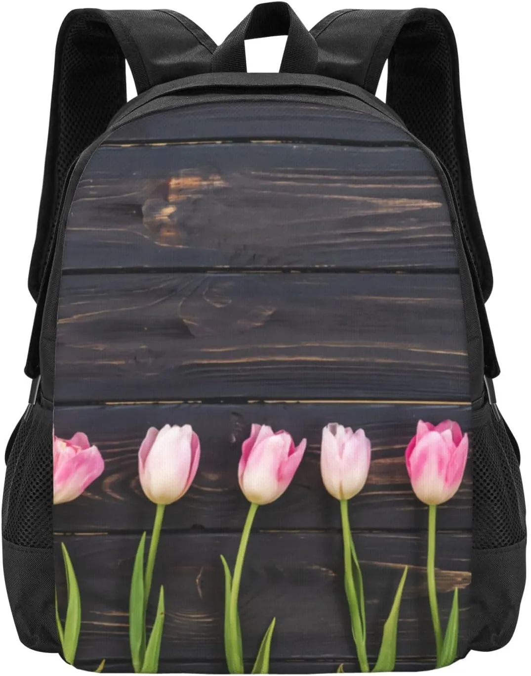 Freshly Picked Tulips Minimalist Large Backpack – 15”Laptop Backpack, Lightweight Travel & Work Bag With Ergonomic Straps