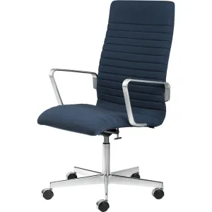 Fritz Hansen Oxford Premium Højdejusterbar Armstol Stof Mellemryg, Blå/Brun 