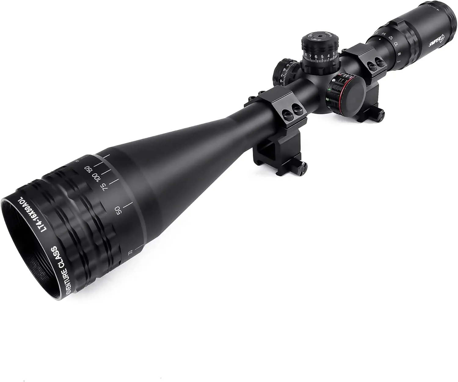 FSI 4-16x50 / 6-24x50 Rifle Scope w/Front AO Adjustment, Red/Blue/Green Illuminated Reticle with Picatinny Scope Rings