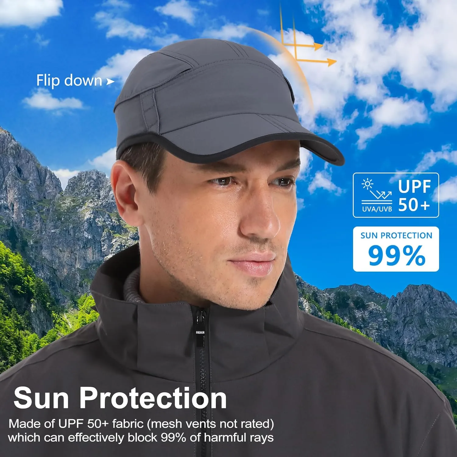 GADIEMKENSD Quick Drying Baseball Cap with Mesh Ventilation, Foldable Brim, Sun Protection UPF 50 