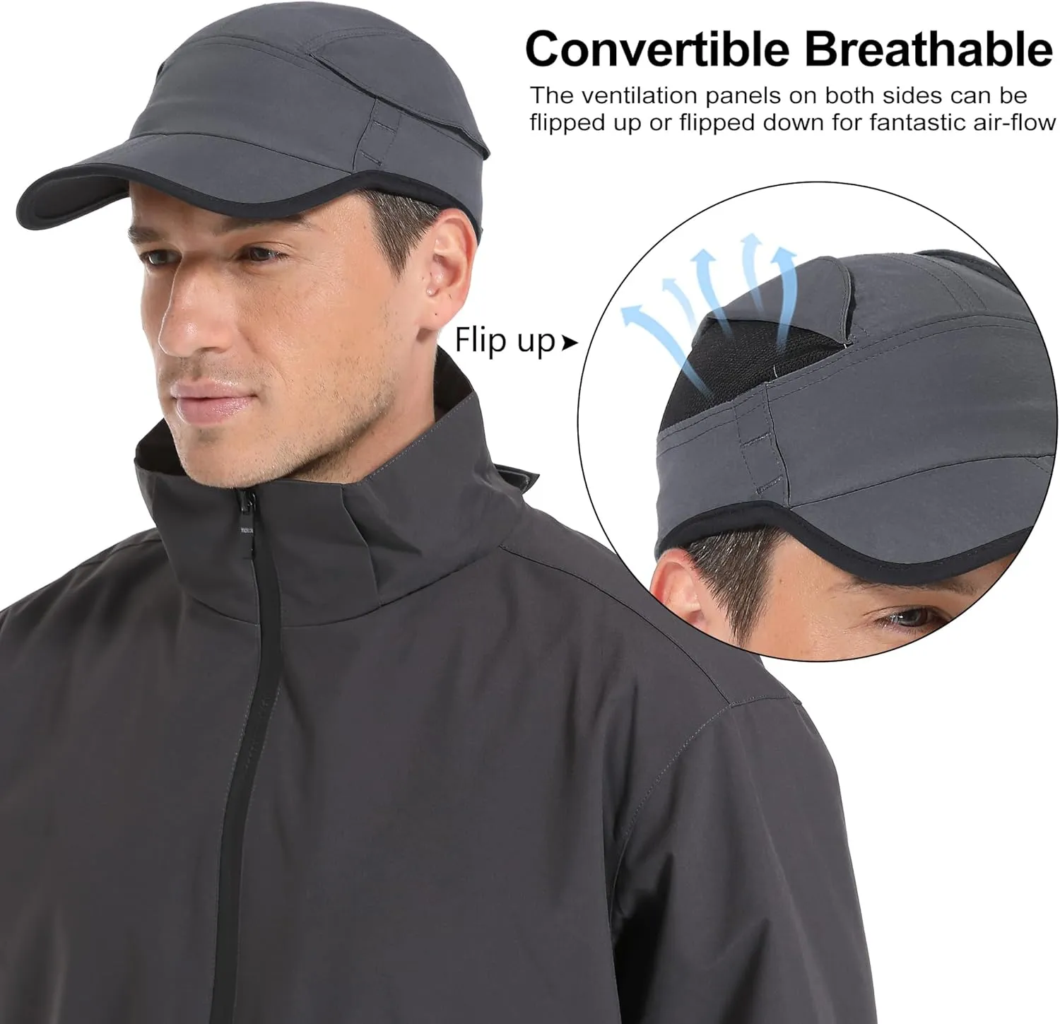 GADIEMKENSD Quick Drying Baseball Cap with Mesh Ventilation, Foldable Brim, Sun Protection UPF 50 