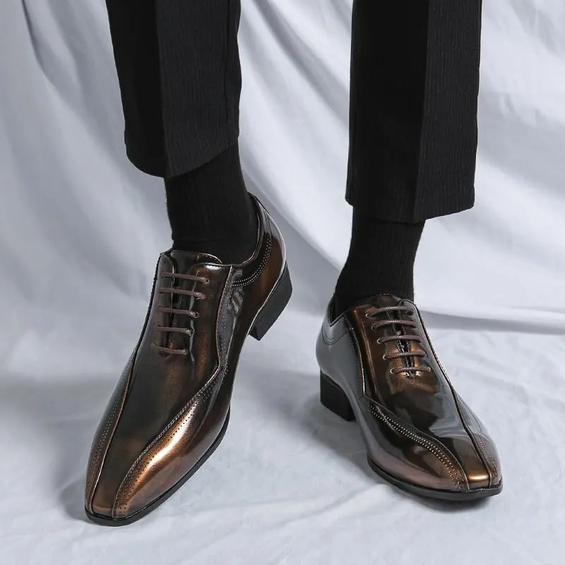 Genuine Leather Shoes for Men, Wedding and Office Dress Handmade Pointed Toe Lace-Up Classic Business Oxford Shoes for Formal