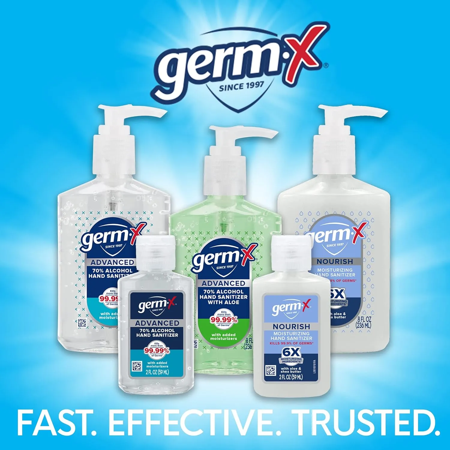 Germ-X Advanced Hand Sanitizer, Non-Drying Moisturizing Clear Gel, Instant and No Rinse Formula, Pump Bottle, 8 Fl Oz (Pack of 6)