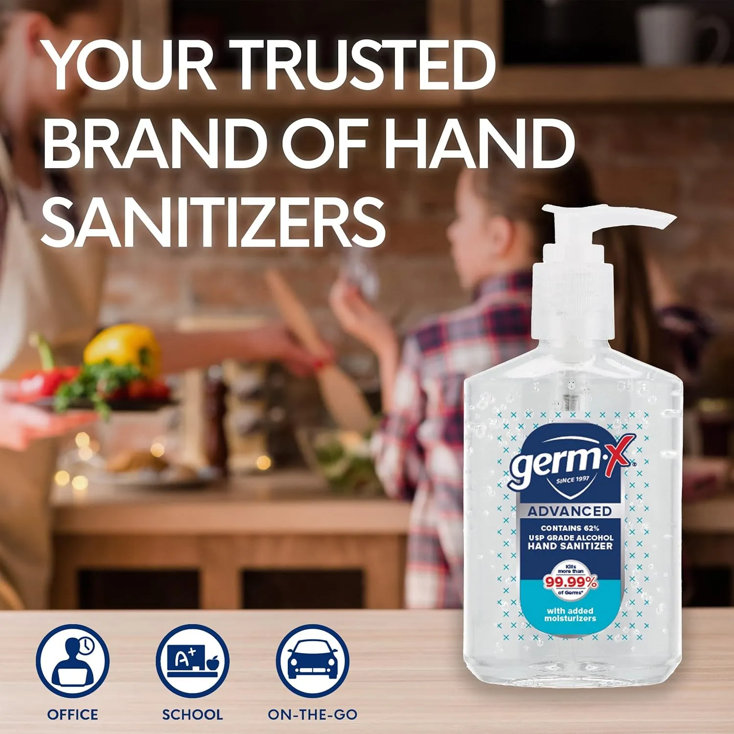 Germ-X Advanced Hand Sanitizer, Non-Drying Moisturizing Clear Gel, Instant and No Rinse Formula, Pump Bottle, 8 Fl Oz (Pack of 6)