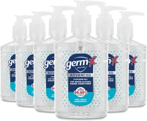 Germ-X Advanced Hand Sanitizer, Non-Drying Moisturizing Clear Gel, Instant and No Rinse Formula, Pump Bottle, 8 Fl Oz (Pack of 6)