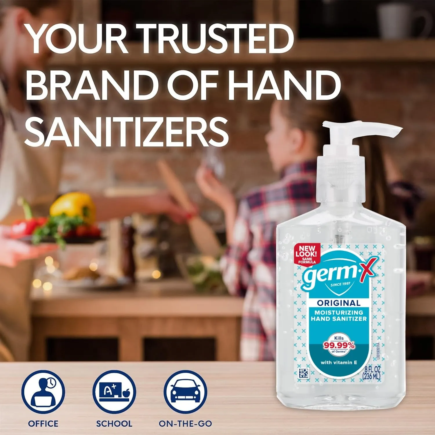 Germ-X Original Hand Sanitizer, Non-Drying Moisturizing Gel with Vitamin E, Instant and No Rinse Formula, 8 Fl Oz Pump Bottle (Pack of 12)