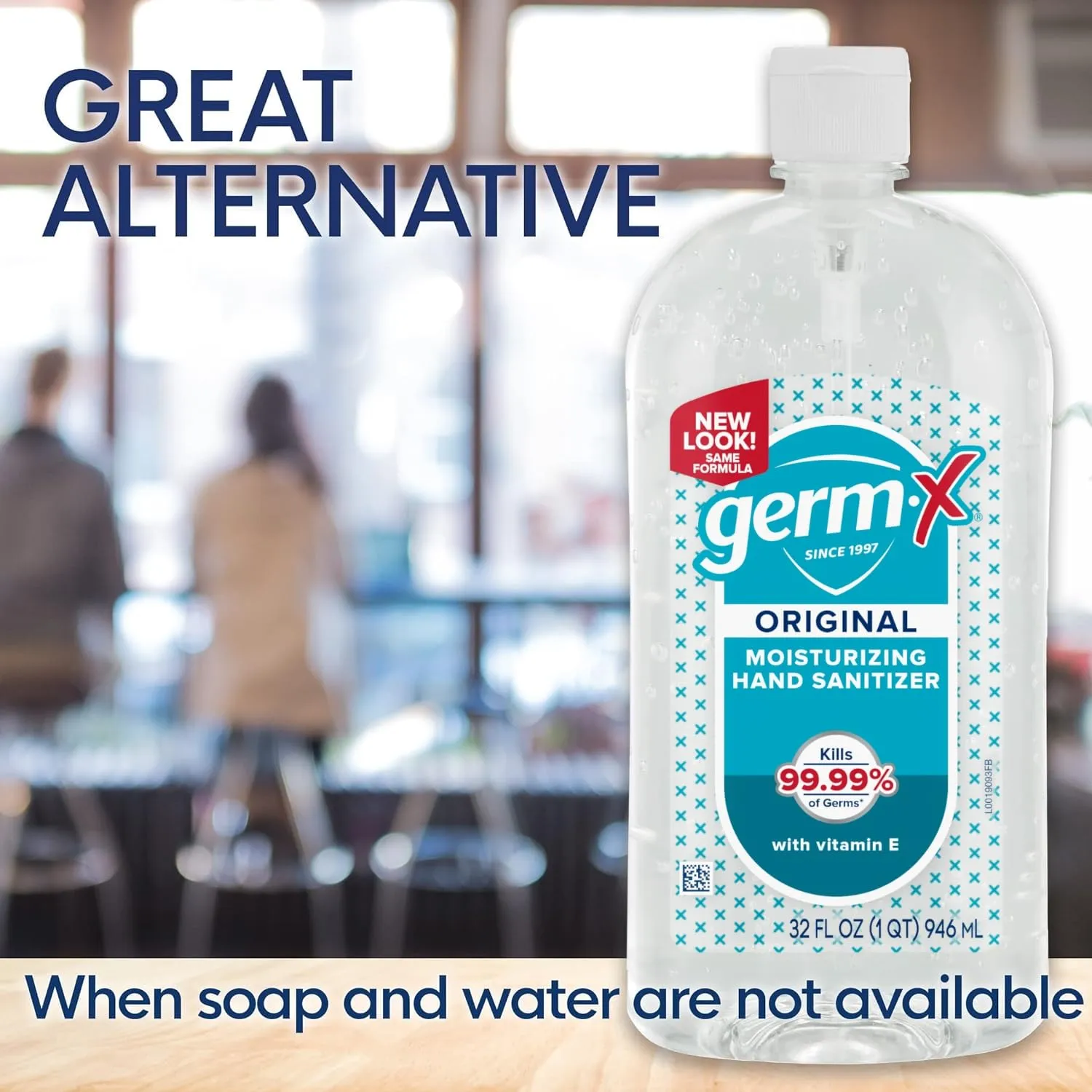 Germ-X Original Hand Sanitizer, Non-Drying Moisturizing Gel with Vitamin E, Instant and No Rinse Formula, Large Family-Size Flip Top Bottle, 32 Fl Oz (Pack of 4)