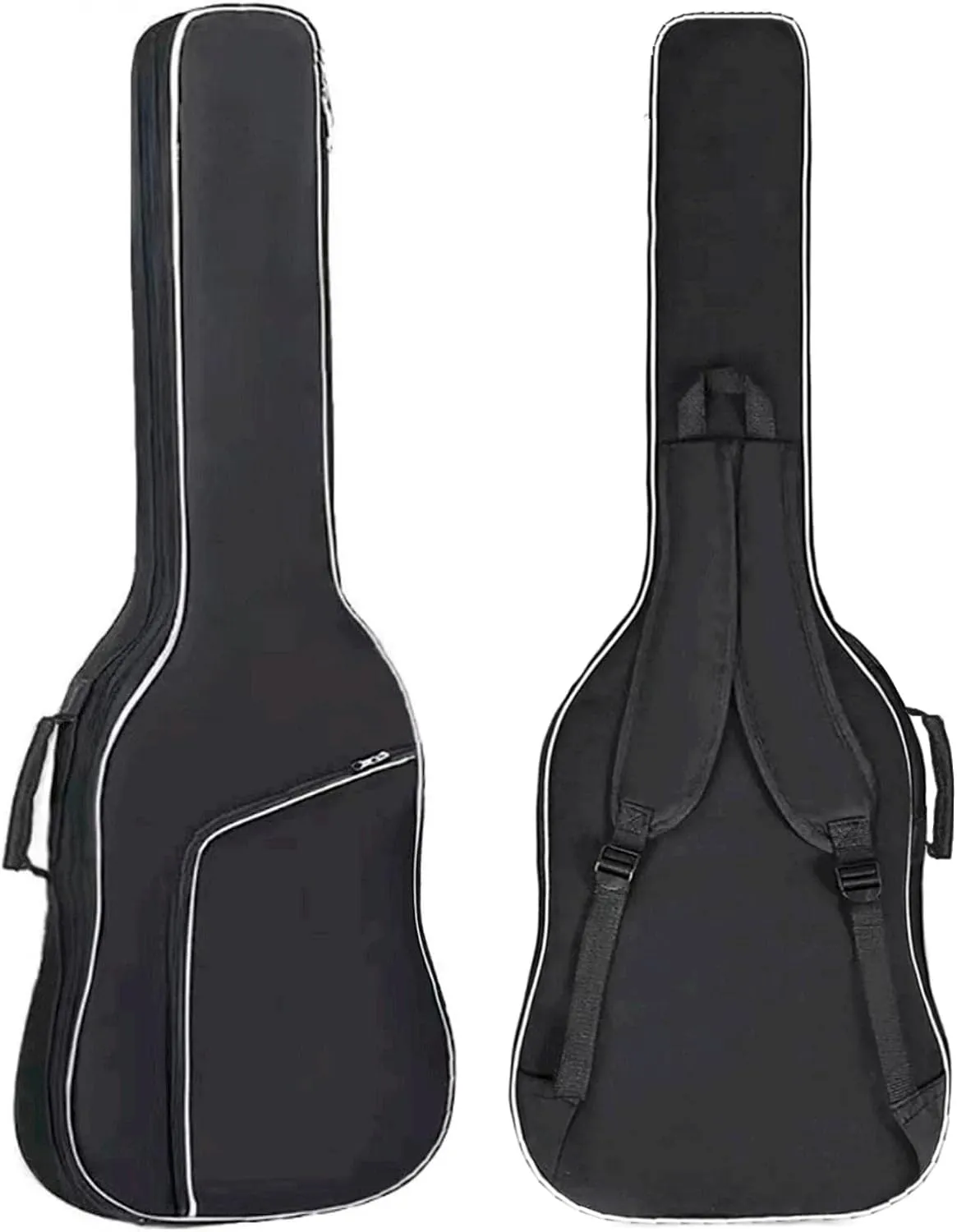 GIGKOUKI Bass Guitar Bag Gig Bag 0.35 inch Backpack Padded Soft Case Padding Black Electric Bass Case with Back Hanger Loop and Neck Strap