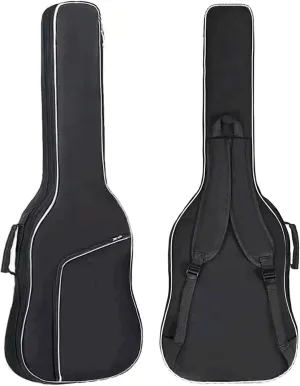GIGKOUKI Bass Guitar Bag Gig Bag 0.35 inch Backpack Padded Soft Case Padding Black Electric Bass Case with Back Hanger Loop and Neck Strap
