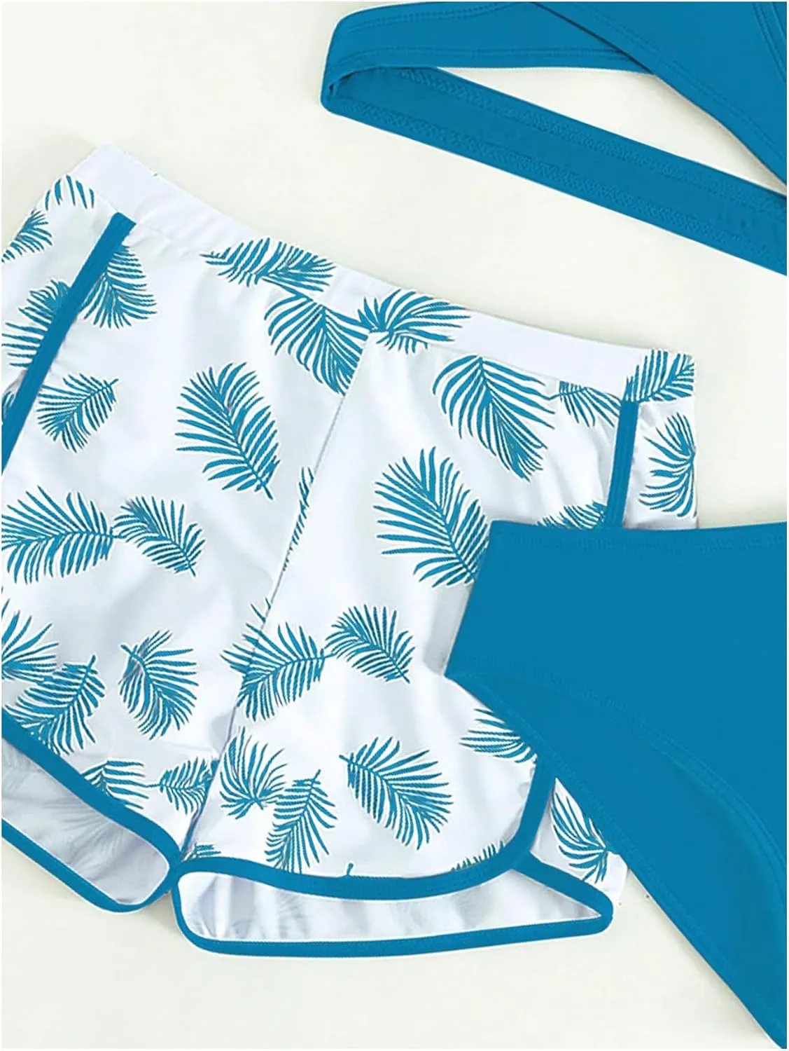 Girl's 3 Piece Swimsuit Tropical Wrap Criss Cross Cute Bikini Set Bathing Suit with Beach Shorts