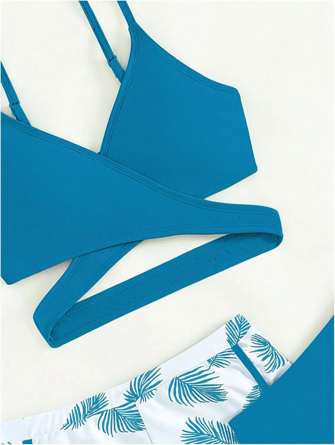 Girl's 3 Piece Swimsuit Tropical Wrap Criss Cross Cute Bikini Set Bathing Suit with Beach Shorts