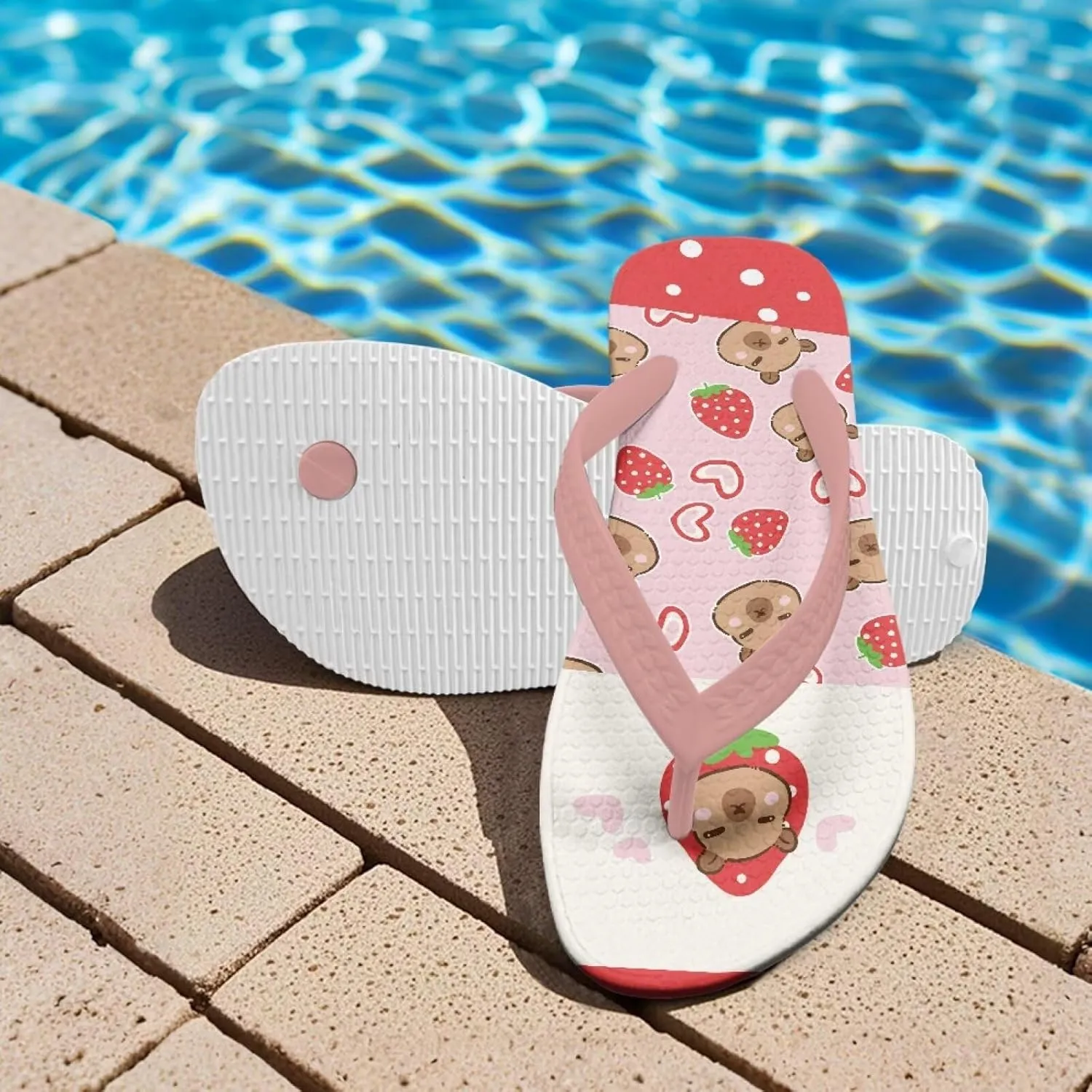 Girl's Flip Flops Kid's Flip Flop Children's Non-Slip Sole Quick Drying Beach Slippers Slide Sandals Pink Straps