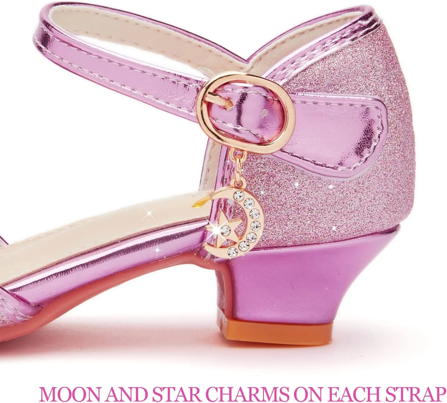 Glitter Girl Dress Shoes Fancy Princess Costume Shoes for Toddler Little Kid Round Toe Pretty Dressy Shoes with Charms Bow,1.2" Low Heel for Wedding Party
