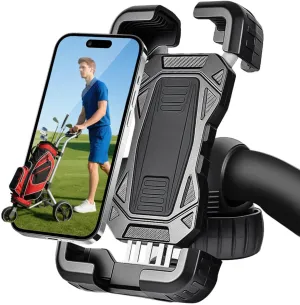 Golf Push Cart Phone Holder Silicone Protection 360° Rotatable Phone Mount Compatible with Clicgear, Sun Mountain, Caddytek, Rovic, Caddy, Bag Boy, Golf Push Cart Accessories for Cell Phones