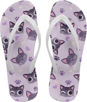 GOSTONG Women's Flip Flops Non-Slip Lightweight Sandals for Beach Pool Party Comfort Summer Sandals Teen Girls White Strap Size 5-9