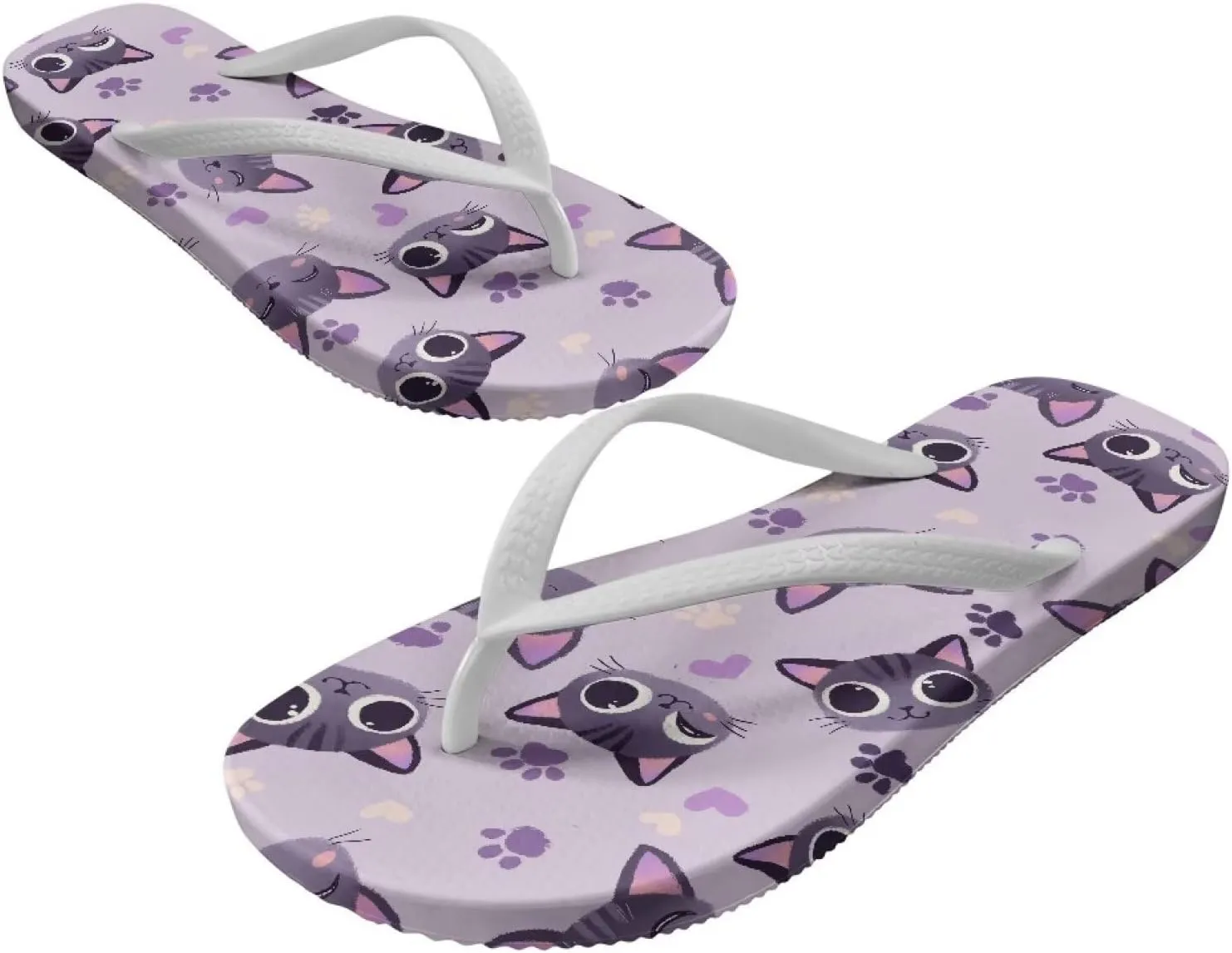 GOSTONG Women's Flip Flops Non-Slip Lightweight Sandals for Beach Pool Party Comfort Summer Sandals Teen Girls White Strap Size 5-9