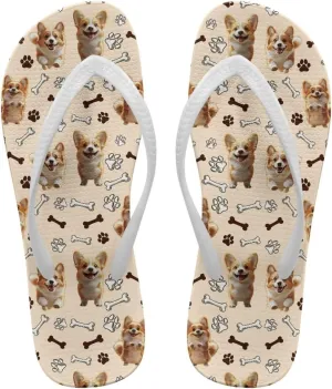 GOSTONG Women's Flip Flops Non-Slip Lightweight Sandals for Beach Pool Party Comfort Summer Sandals Teen Girls White Strap Size 5-9