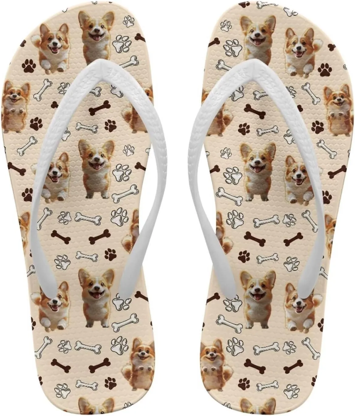 GOSTONG Women's Flip Flops Non-Slip Lightweight Sandals for Beach Pool Party Comfort Summer Sandals Teen Girls White Strap Size 5-9