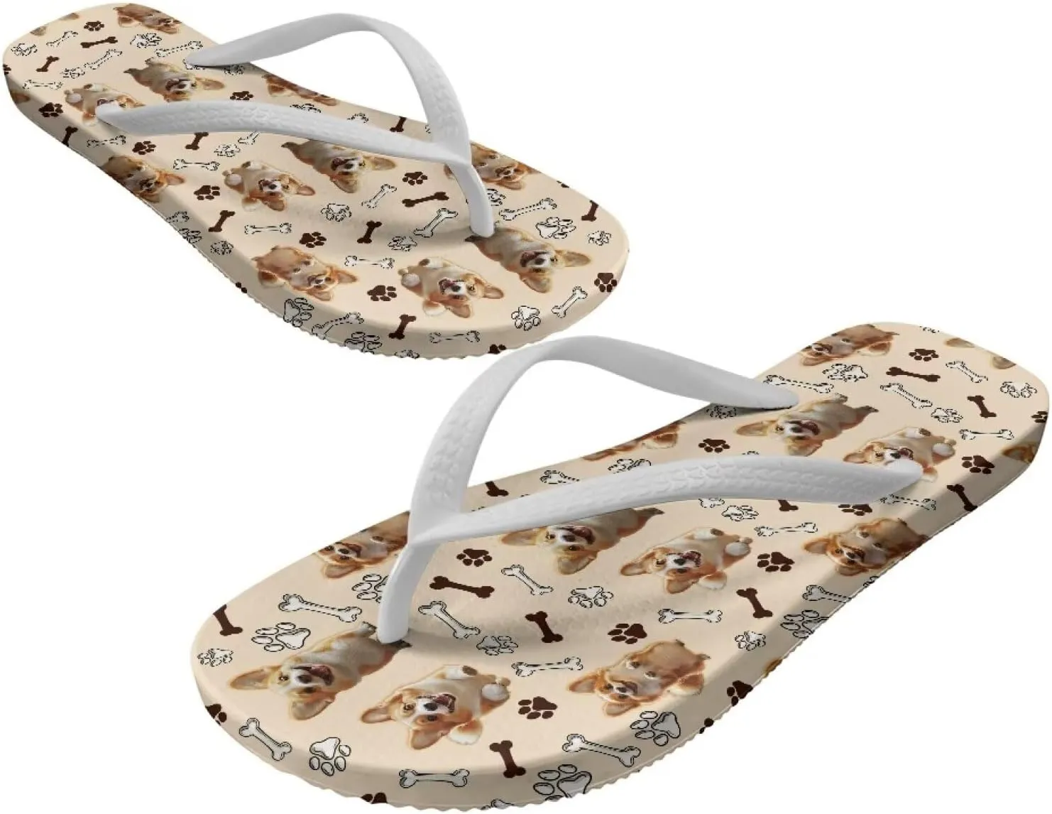 GOSTONG Women's Flip Flops Non-Slip Lightweight Sandals for Beach Pool Party Comfort Summer Sandals Teen Girls White Strap Size 5-9