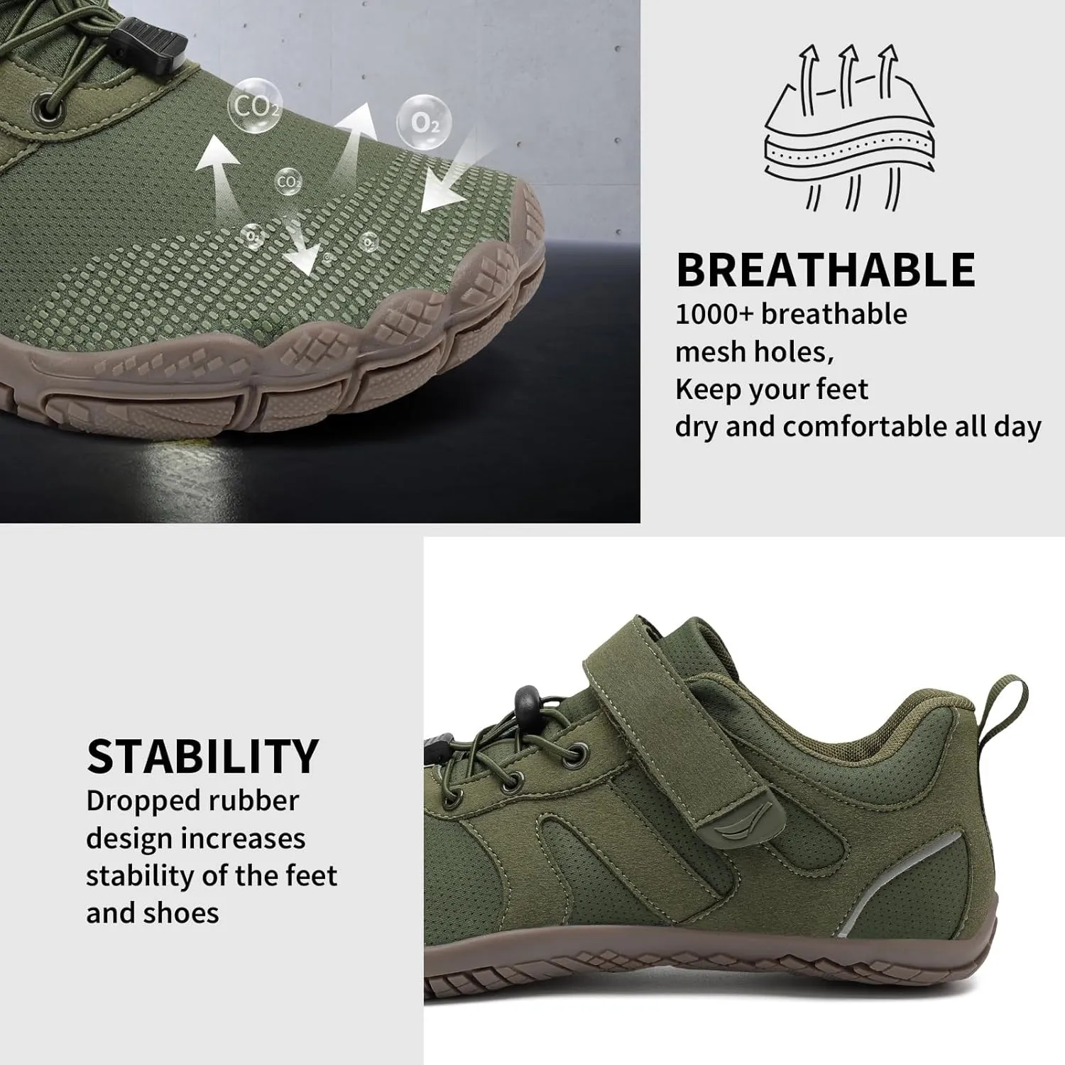 Grand Attack Barefoot Shoes Men Wide Toe Box Zero Drop Men's Trail Running Cross-Trainer Wrestling Boxing Weightlifting Walking Shoes