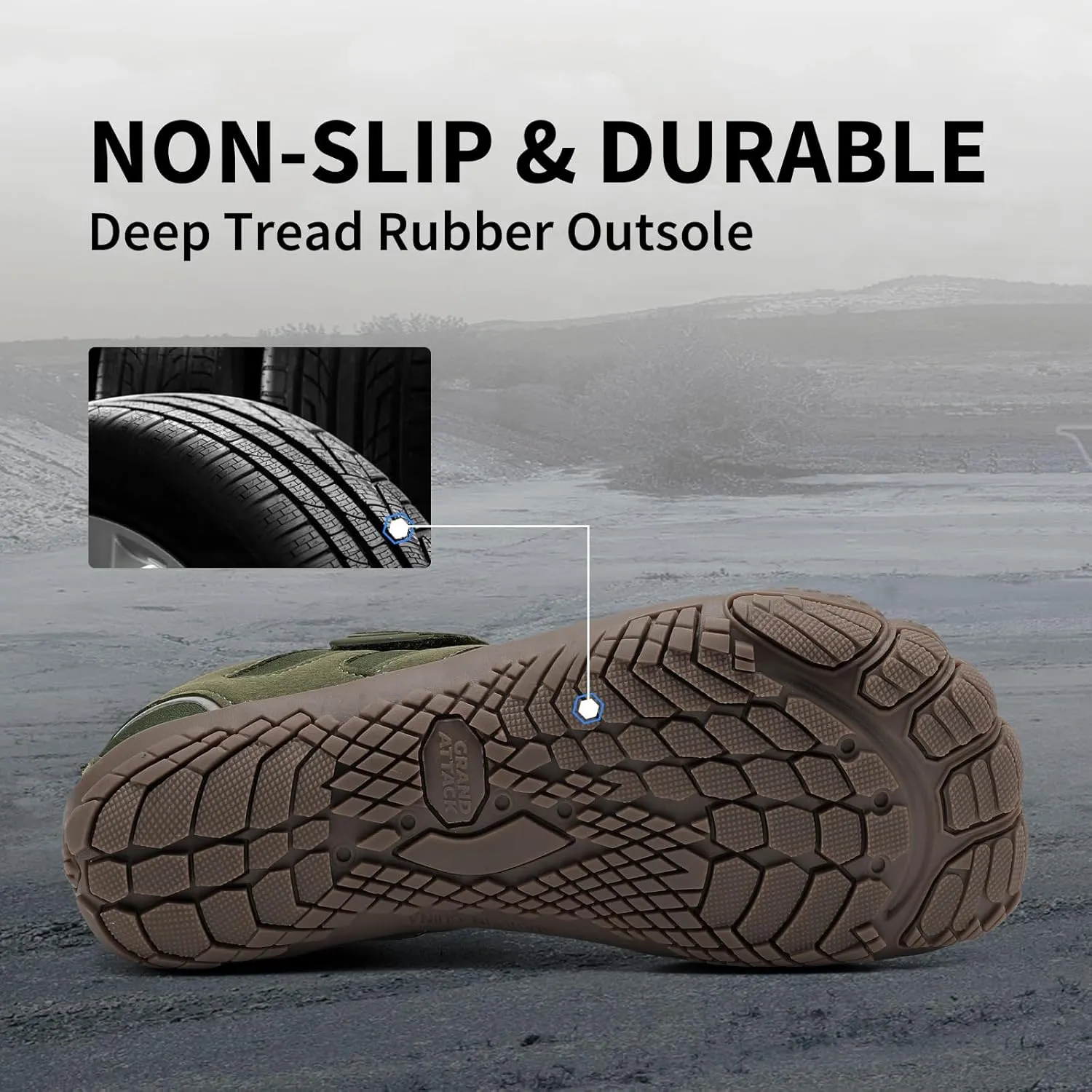 Grand Attack Barefoot Shoes Men Wide Toe Box Zero Drop Men's Trail Running Cross-Trainer Wrestling Boxing Weightlifting Walking Shoes