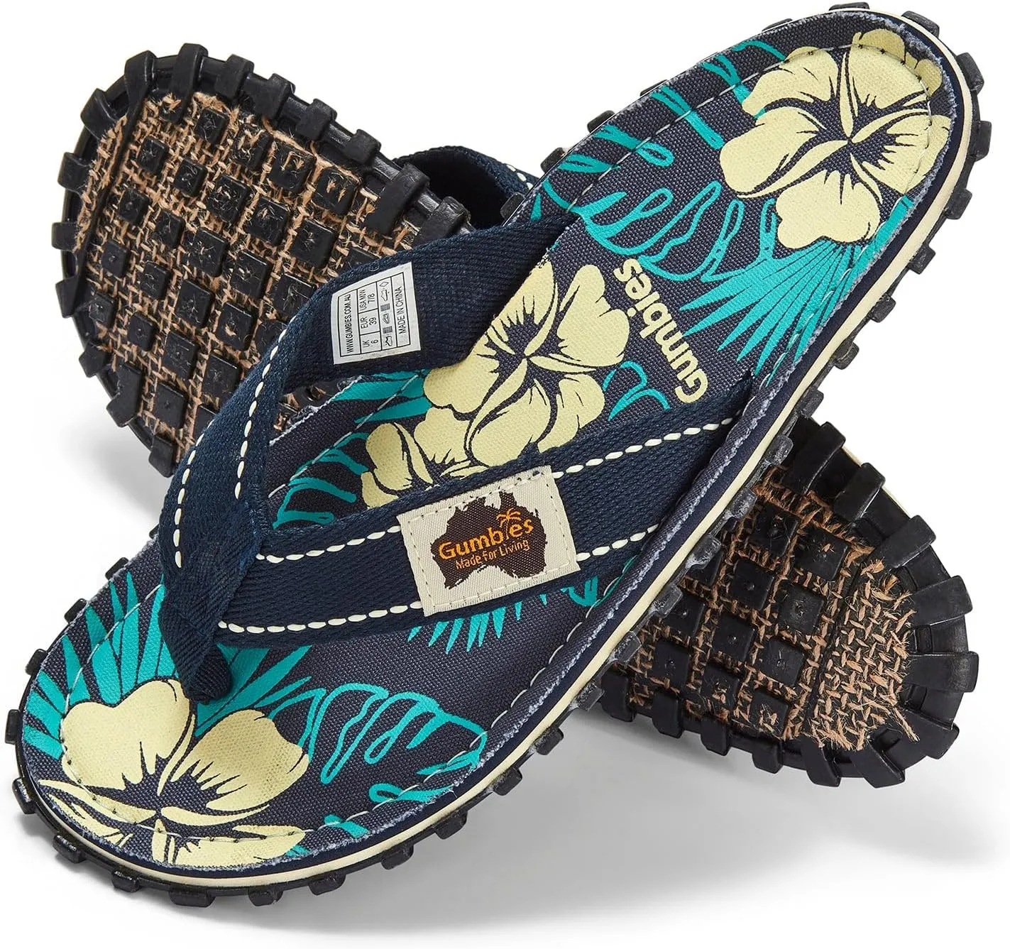 Gumbies Islander Flip-Flops | Unisex Classic Canvas Flip-Flops with Recycled Rubber Outsole & Cotton Footbed | Contoured, Lightweight & Everyday Comfortable