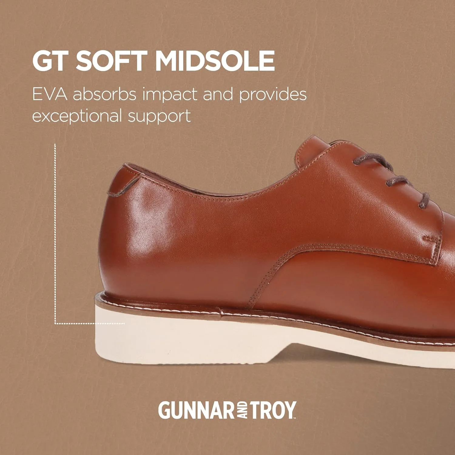 Gunnar and Troy Sentinel Soft Leather Mens Dress Shoes | Classic Lace-up Wingtip Oxford Shoes | Classic Modern Leather Shoes for Men