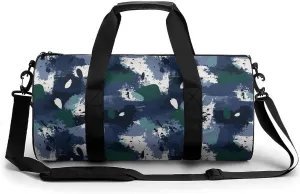 Gym Bag 17in for Men Women, Waterproof Foldable Sports Organizer, Durable Workout Travel Duffle Bag, Energetic Doodle Spray-325