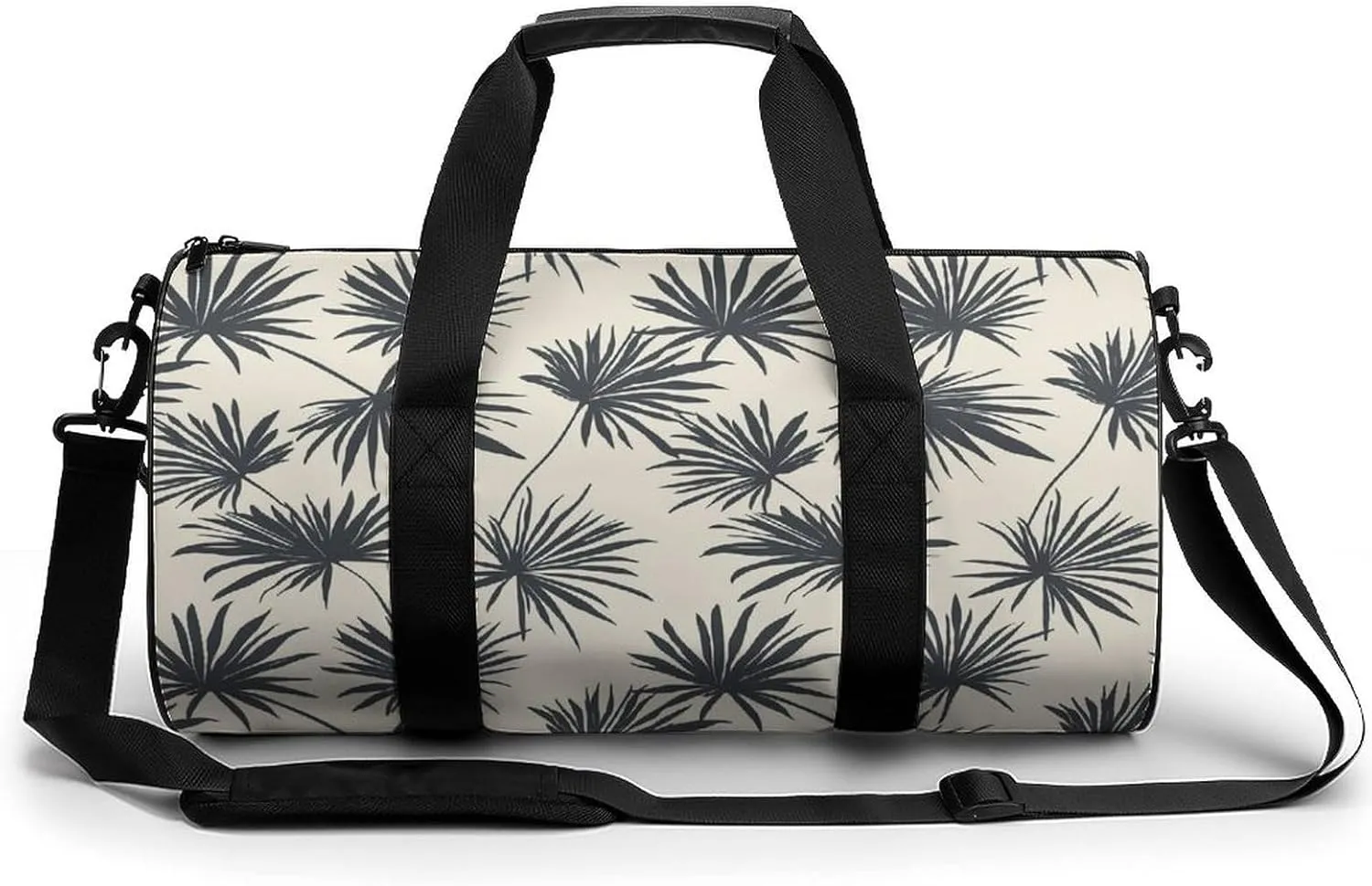 Gym Bag 17in for Men Women, Waterproof Foldable Sports Organizer, Durable Workout Travel Duffle Bag, Monochrome Tropics-79