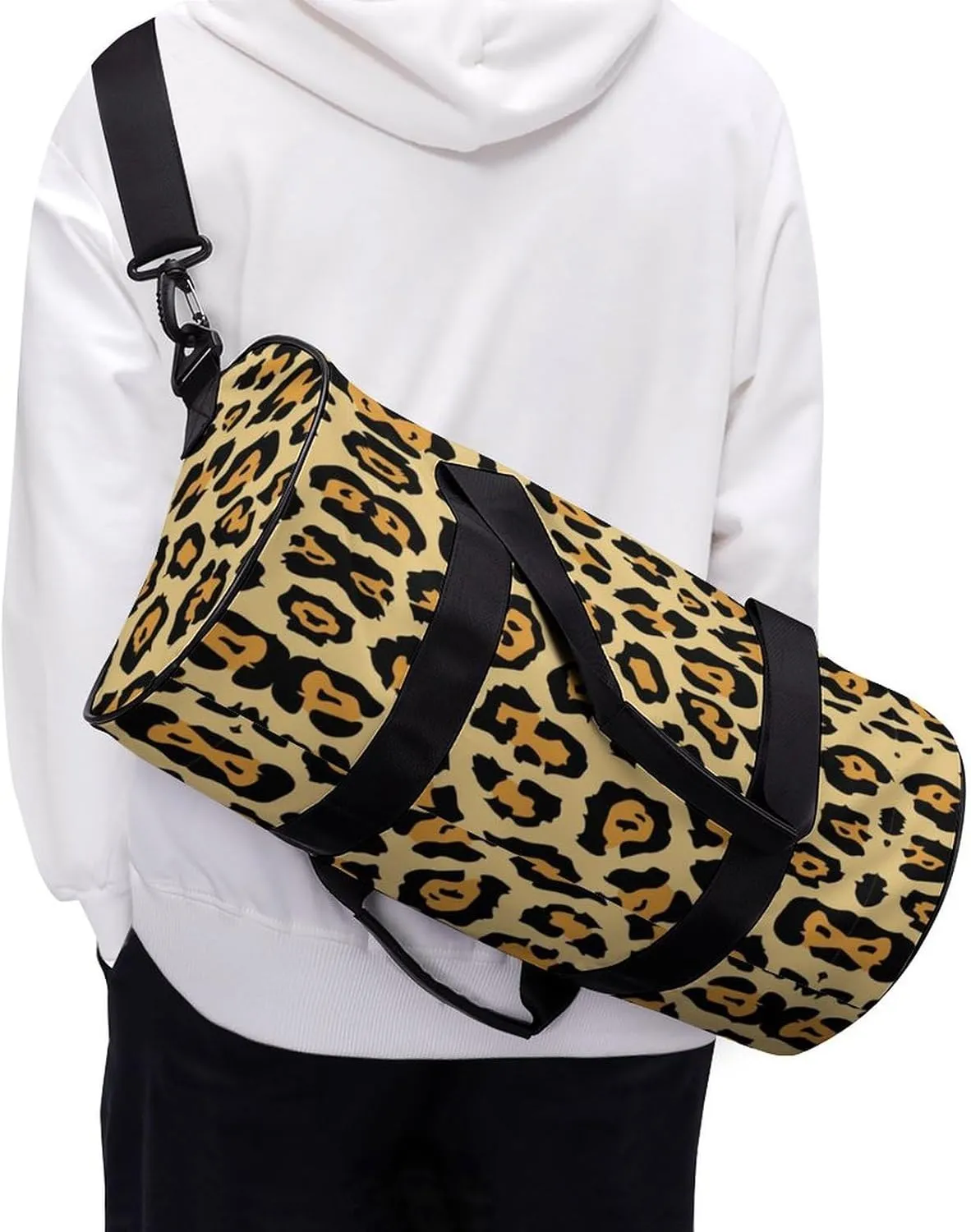 Gym Bag for Men Women Lightweight Sports Duffle Bag with Multiple Compartments Cylindrical Gym Bag for Fitness Travel And Outdoor Activities Ater Resistant Yoga Bag Training Bag Animal-print