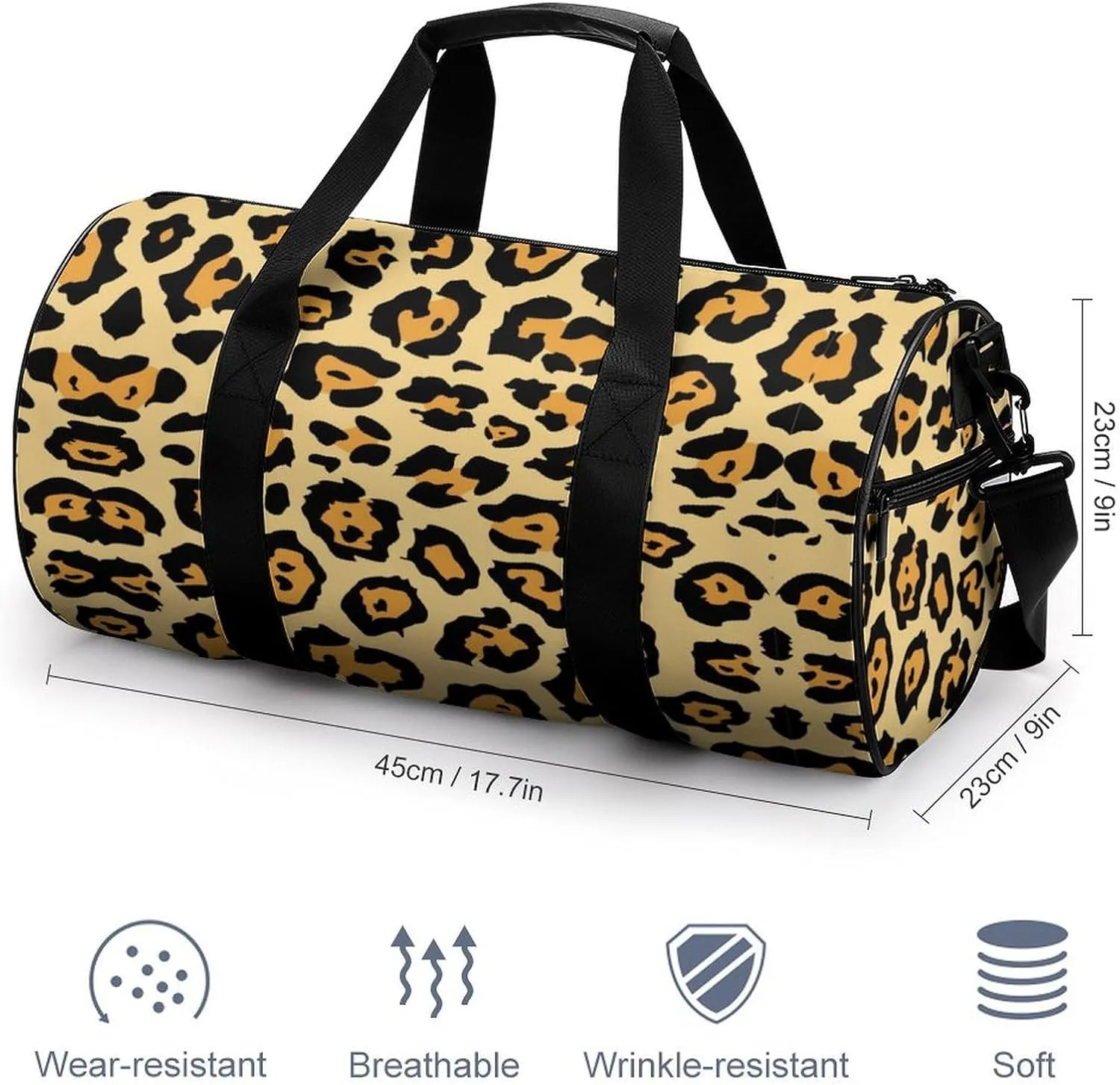 Gym Bag for Men Women Lightweight Sports Duffle Bag with Multiple Compartments Cylindrical Gym Bag for Fitness Travel And Outdoor Activities Ater Resistant Yoga Bag Training Bag Animal-print