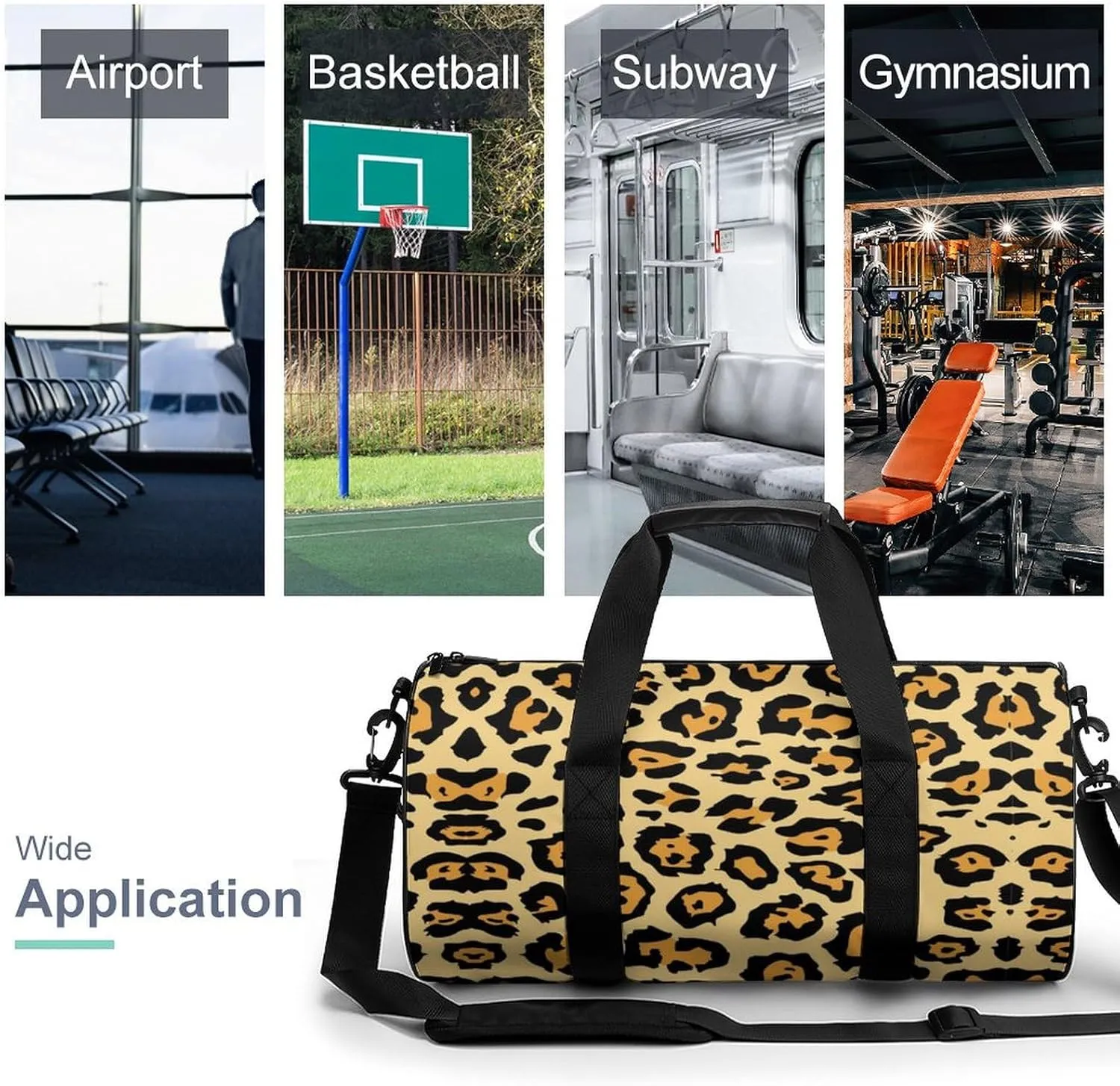Gym Bag for Men Women Lightweight Sports Duffle Bag with Multiple Compartments Cylindrical Gym Bag for Fitness Travel And Outdoor Activities Ater Resistant Yoga Bag Training Bag Animal-print
