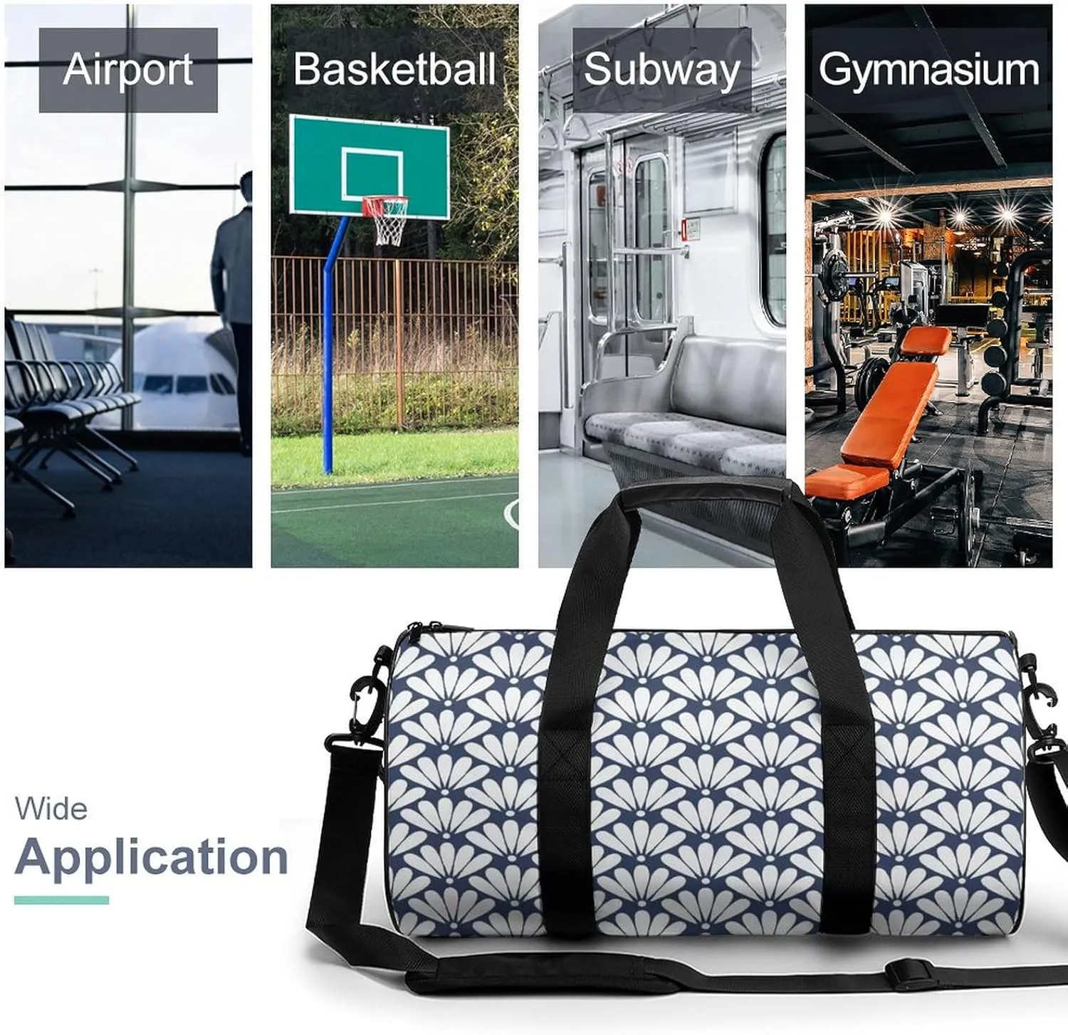 Gym Bag for Men Women Lightweight Sports Duffle Bag with Multiple Compartments Cylindrical Gym Bag for Fitness Travel And Outdoor Activities Ater Resistant Yoga Bag Training Bag Fan Petals