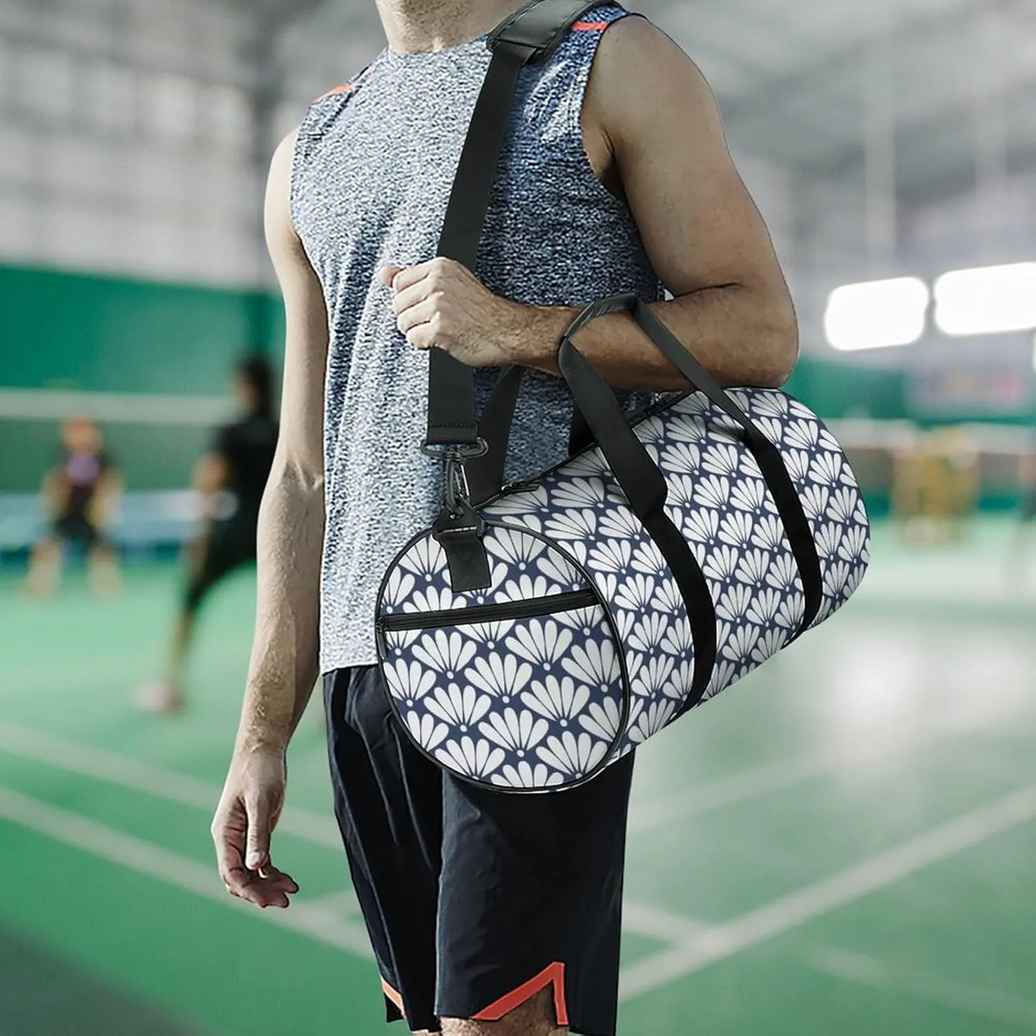 Gym Bag for Men Women Lightweight Sports Duffle Bag with Multiple Compartments Cylindrical Gym Bag for Fitness Travel And Outdoor Activities Ater Resistant Yoga Bag Training Bag Fan Petals