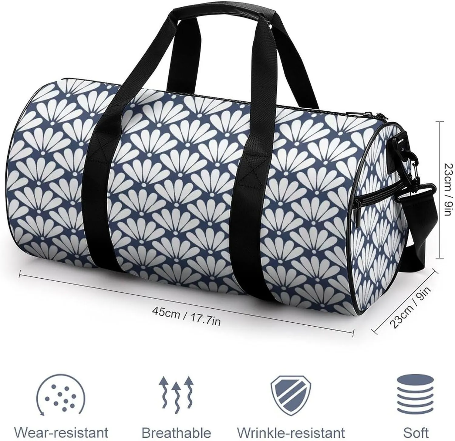 Gym Bag for Men Women Lightweight Sports Duffle Bag with Multiple Compartments Cylindrical Gym Bag for Fitness Travel And Outdoor Activities Ater Resistant Yoga Bag Training Bag Fan Petals