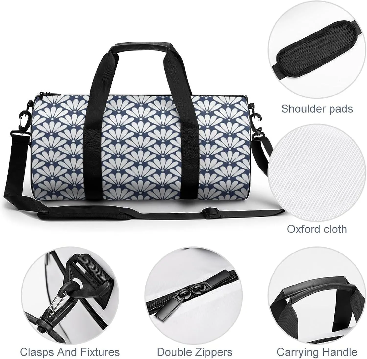 Gym Bag for Men Women Lightweight Sports Duffle Bag with Multiple Compartments Cylindrical Gym Bag for Fitness Travel And Outdoor Activities Ater Resistant Yoga Bag Training Bag Fan Petals