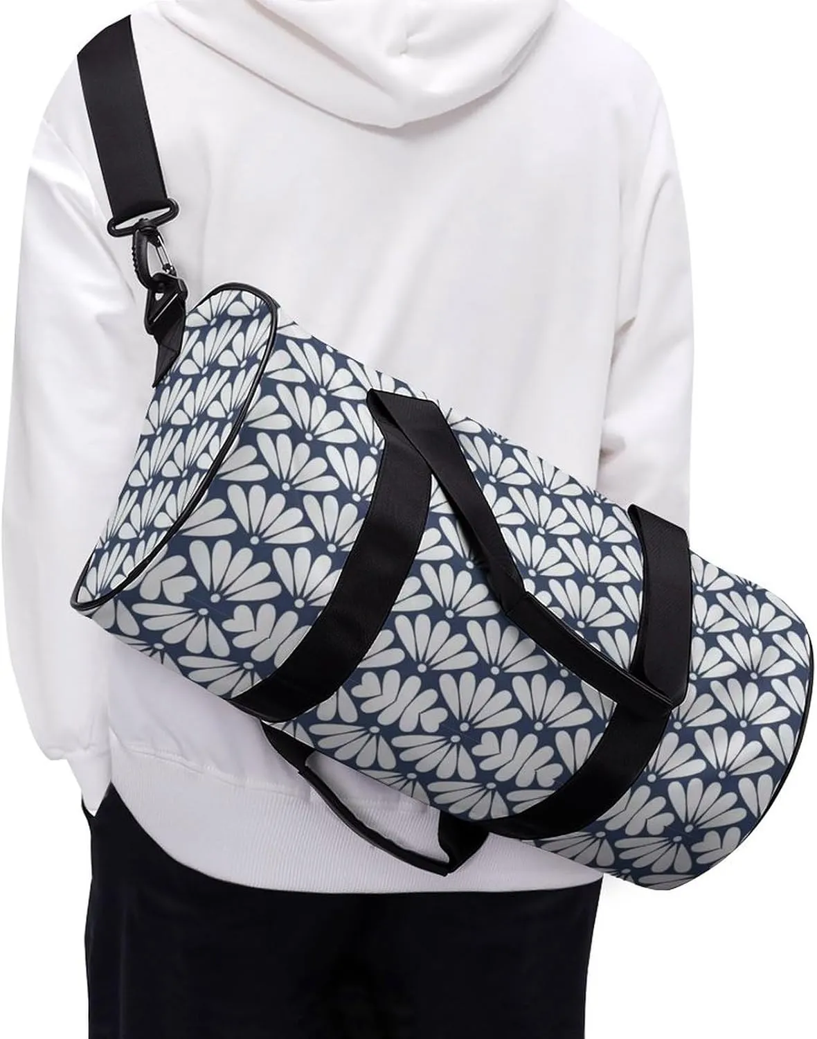 Gym Bag for Men Women Lightweight Sports Duffle Bag with Multiple Compartments Cylindrical Gym Bag for Fitness Travel And Outdoor Activities Ater Resistant Yoga Bag Training Bag Fan Petals