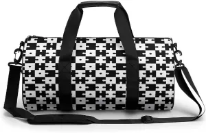 Gym Bag for Men Women Lightweight Sports Duffle Bag with Multiple Compartments Cylindrical Gym Bag for Fitness Travel And Outdoor Activities Ater Resistant Yoga Bag Training Bag Puzzle Blocks