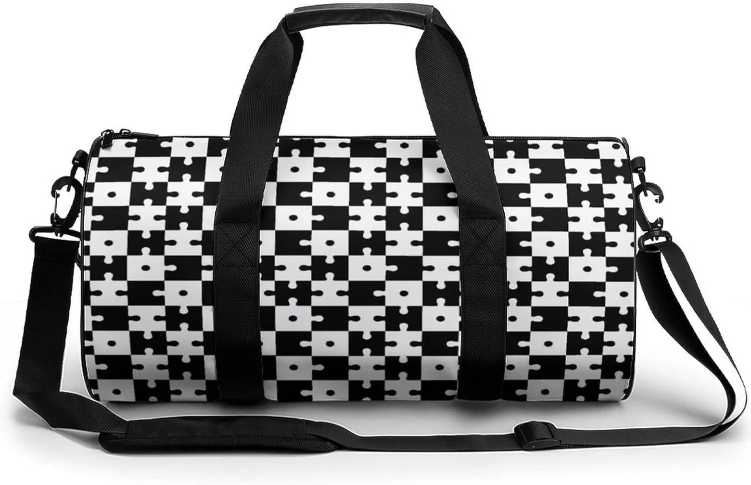 Gym Bag for Men Women Lightweight Sports Duffle Bag with Multiple Compartments Cylindrical Gym Bag for Fitness Travel And Outdoor Activities Ater Resistant Yoga Bag Training Bag Puzzle Blocks