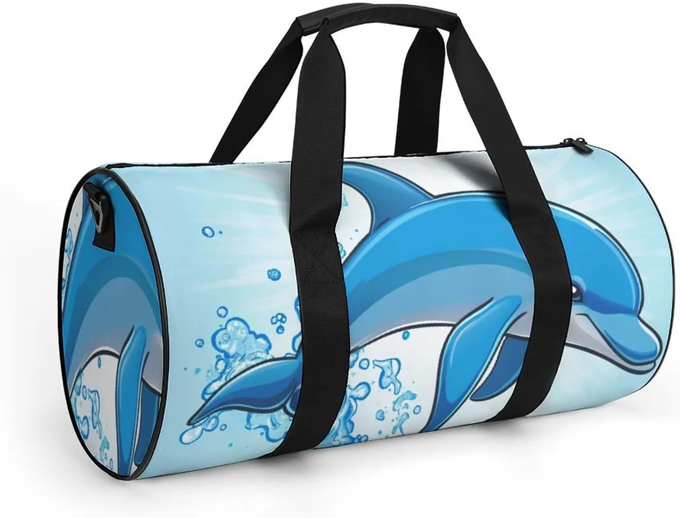 Gym Bag for Men Women Lightweight Sports Duffle Bag with Multiple Compartments Cylindrical Gym Bag for Fitness Travel And Outdoor Activities Ater Resistant Yoga Bag Training Bag Splashing Dolphin