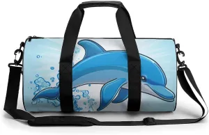 Gym Bag for Men Women Lightweight Sports Duffle Bag with Multiple Compartments Cylindrical Gym Bag for Fitness Travel And Outdoor Activities Ater Resistant Yoga Bag Training Bag Splashing Dolphin