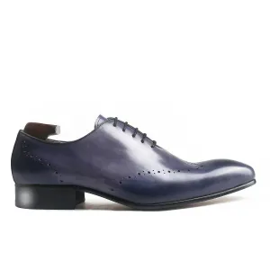 Hand-Painted Light Indigo Burnished Oxford Shoes