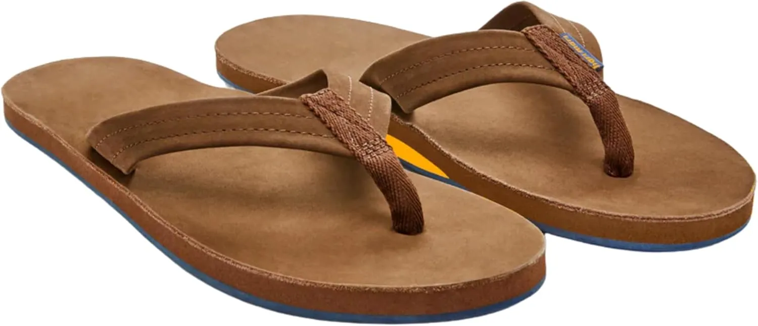 Hari Mari- Fields- Men's Nubuck Leather Flip Flops with Colorful Outsole- No Break Ins, Firm Arch Support, Soft Squeeze Eva Midsole and Beveled Edge to Reduce Tripping