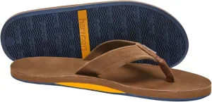 Hari Mari- Fields- Men's Nubuck Leather Flip Flops with Colorful Outsole- No Break Ins, Firm Arch Support, Soft Squeeze Eva Midsole and Beveled Edge to Reduce Tripping