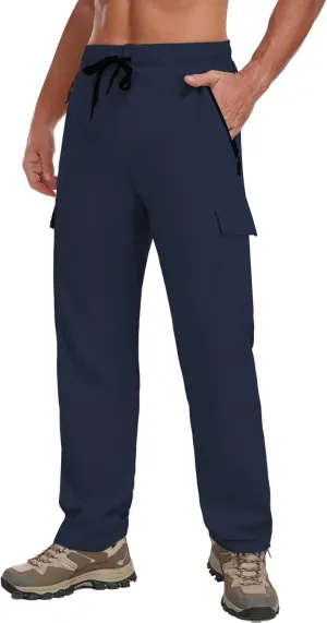 Hiking Pants Men Water Resistant Cargo Pants Lightweight Travel Pants with Zipper Pockets for Work Fishing Outdoor QYY24011