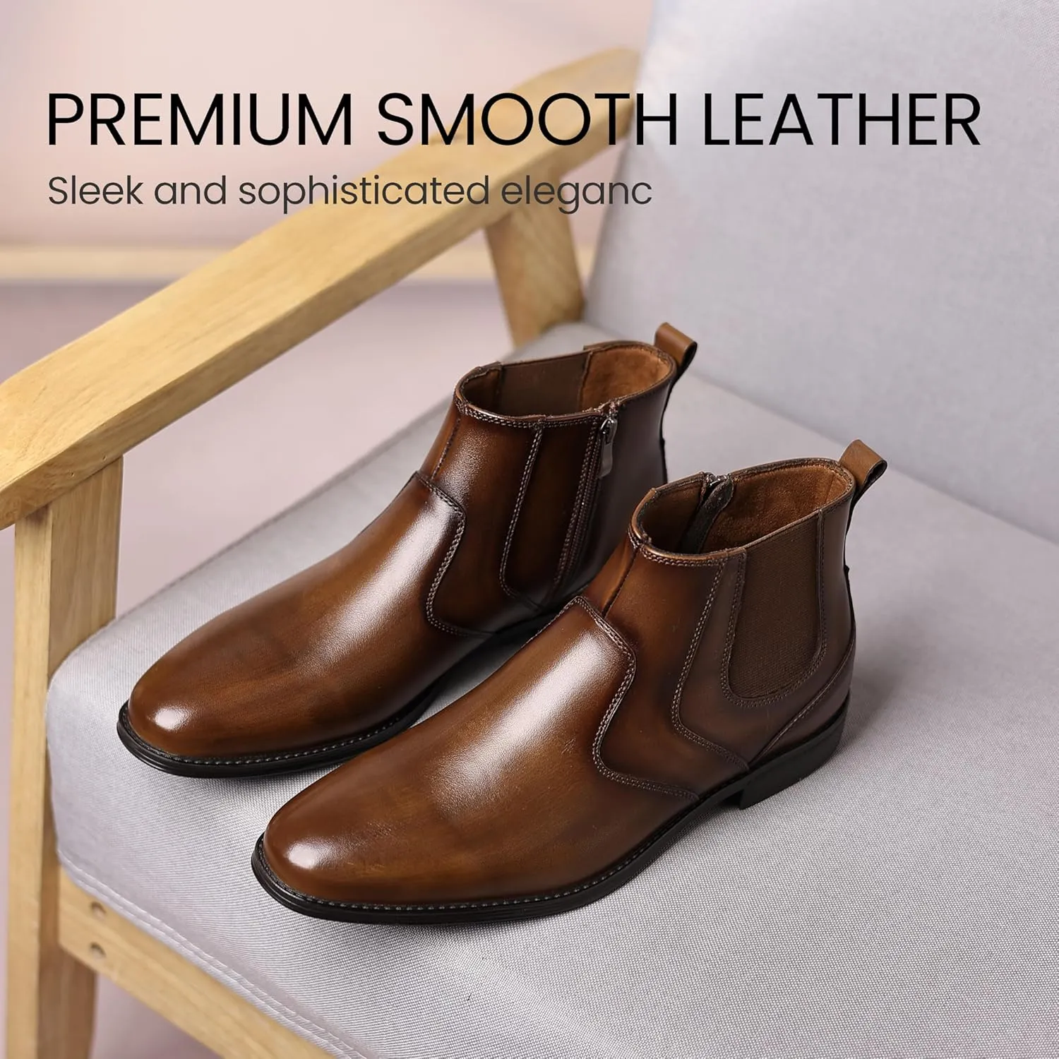 Holy dove Chelsea Boots Men – Genuine Leather,Chelsea Boots for Men with Side Zipper, Casual Slip-On Ankle Boots, Chukka & Oxford Style Dress Boots