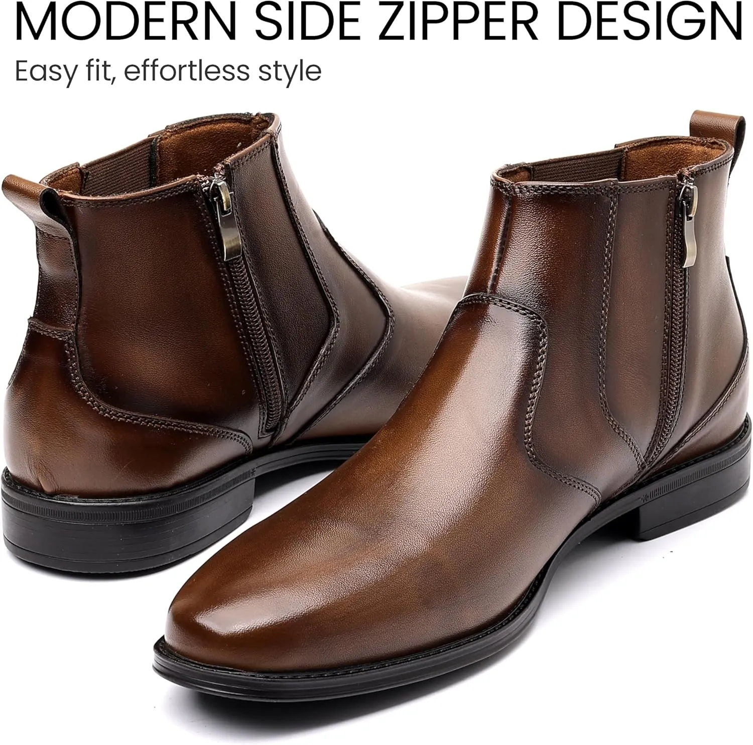 Holy dove Chelsea Boots Men – Genuine Leather,Chelsea Boots for Men with Side Zipper, Casual Slip-On Ankle Boots, Chukka & Oxford Style Dress Boots