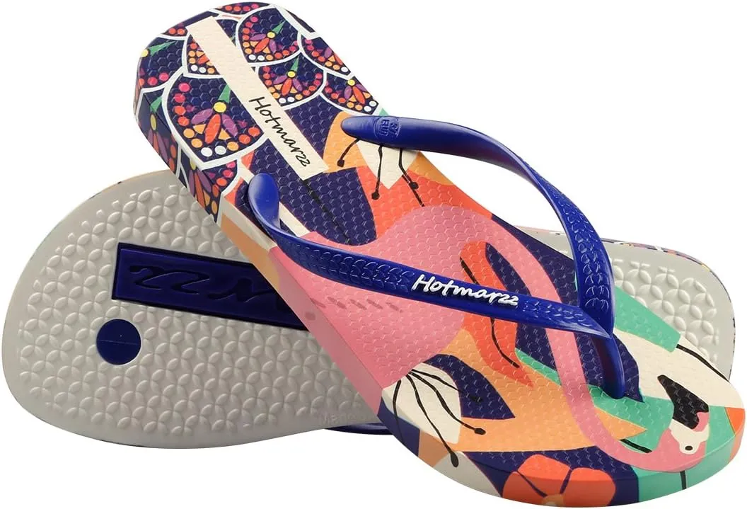 Hotmarzz Women's Flip Flops Bohemia Floral Print Sandals Beach Slippers